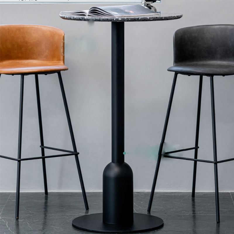 Industrial Bar Dining Table Fixed Bistro Bar Height Cocktail Table with Metal Base
