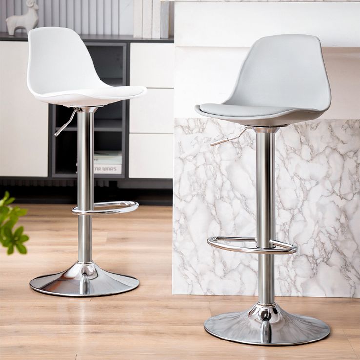 Contemporary Metal Barstool Faux Leather Footrest Adjustable Counter Stool