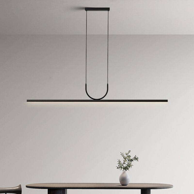 Linear 1 - Light LED Ceiling Pendant Fixture in Dark Black Aluminum Kitchen Island Fixture