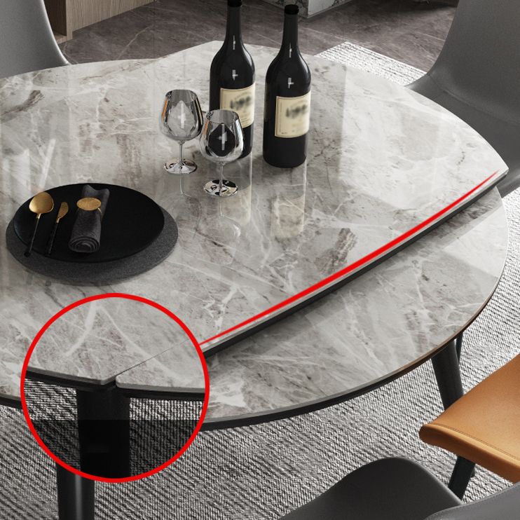 Mesa de comedor redonda contemporánea Mesa de piedra sinterizada con 4 patas de madera maciza de cenizas