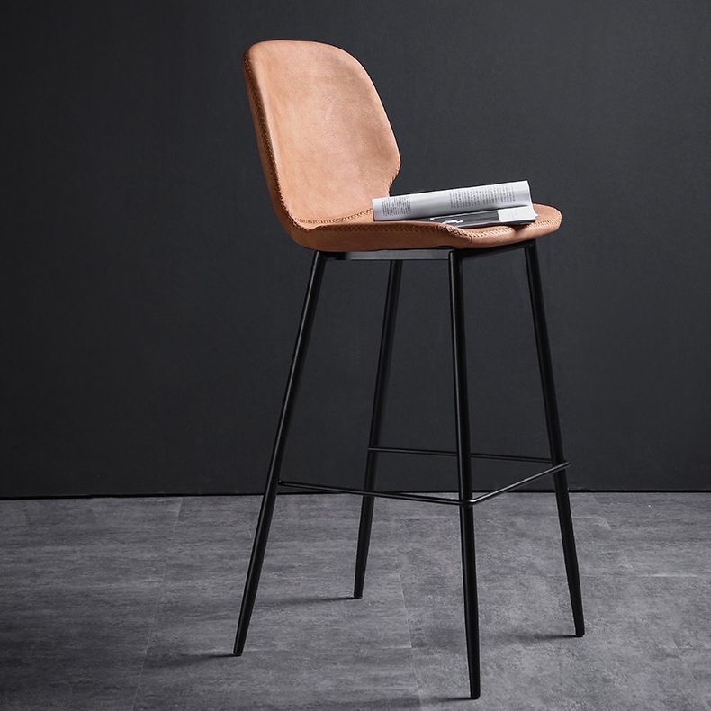 Scandinavian Metal Stool Faux Leather Upholstered Counter Stool Home