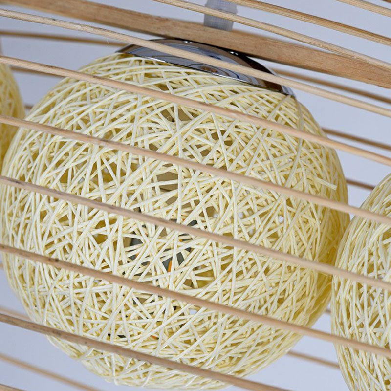 Lustre en bambou en forme de poisson éclairage pendentif en bois minimaliste pour le couloir