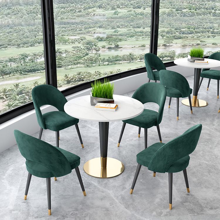 Minimalist Sintered Stone White Dining Table Round Shape Dining Table with Pedestal Base