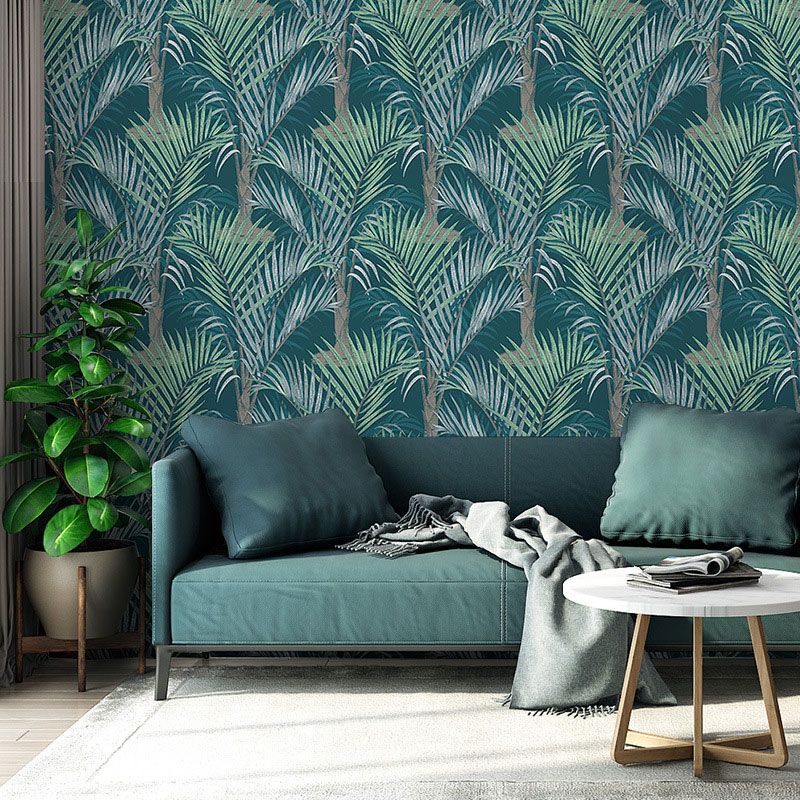 Tropical Palm Leaves Wall Art in Neutral Color Living Room Wallpaper Roll, 20.5 in x 33 ft