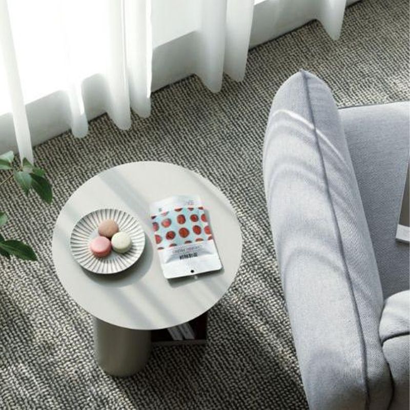 Modern Round Pedestal Coffee Table for Living Room in Pink with Storage