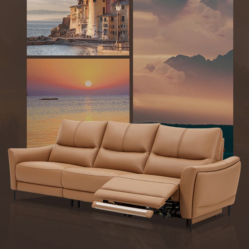 Genuine Leather Flared Arm Sectional -Contemporary Power Recliner Sectional Couch