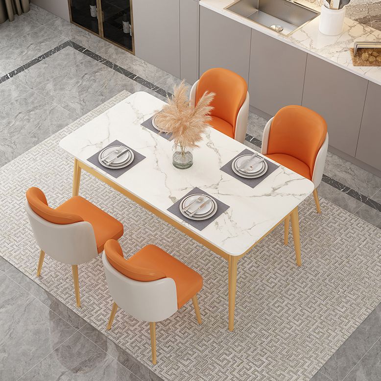 Glam Sintered Stone Dining Room Set Standard Height with Black Legs Dining Furniture for Home Use