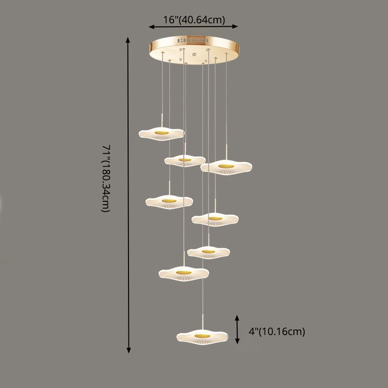 Modern Special Shape Pendant Clear Acrylic Hanging Ceiling Light for Spiral Stair