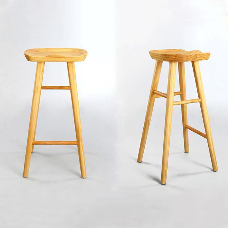 Industrial Armless Bar Stools Wood Dining Stool with Footrest