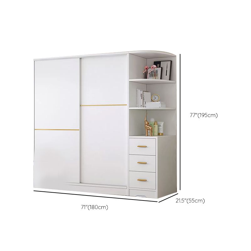 Contemporary White Wood Frame Wardrobe Freestanding Wardrobe with Soft Close Doors