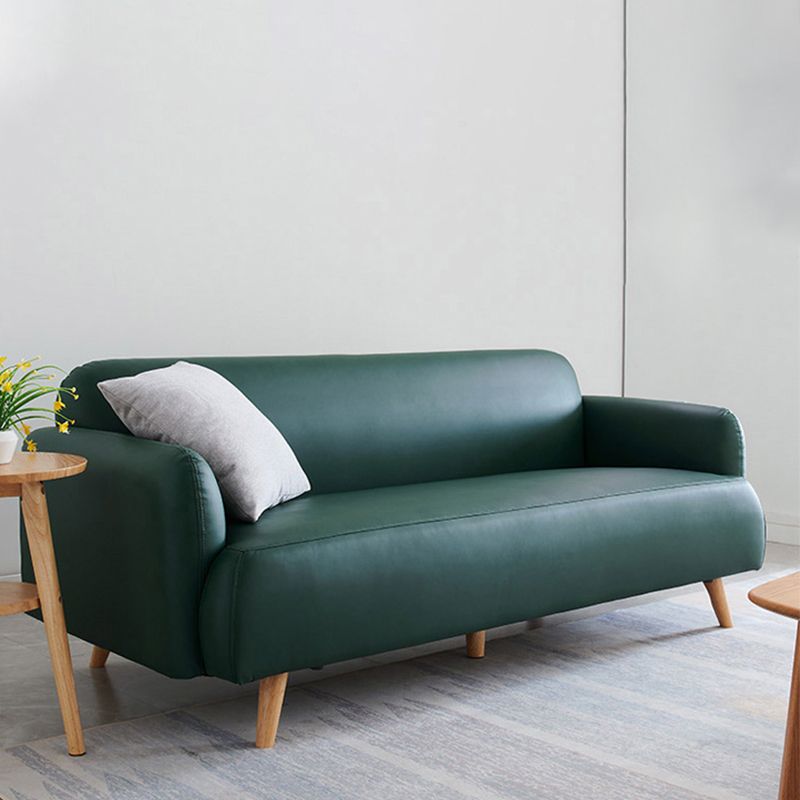 Faux Leather Recessed Arm Sofa Contemporary Standard Sofa,  31.49" W