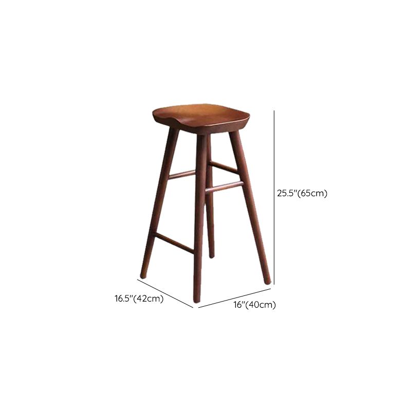 Industrial Armless Bar Stools Wood Dining Stool with Footrest