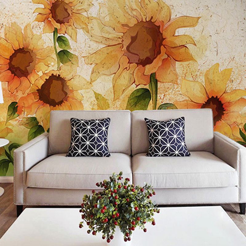 Whole Illustration Sunflower Wall Decor for Children's Bedroom, Customized Size Available