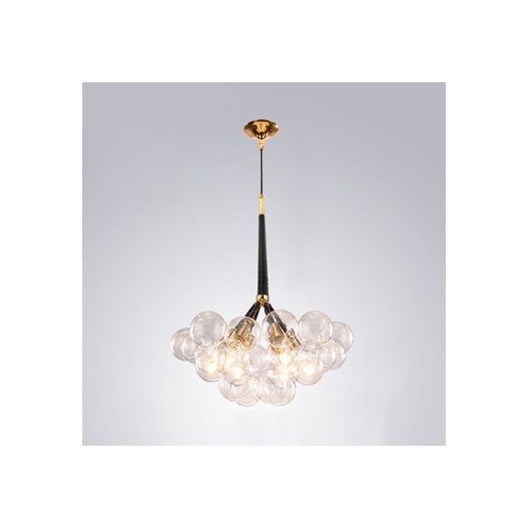 Globe Clear Glass Kronleuchter Beleuchtung zeitgenössischer 3/4/6 Lichter Schwarz/Weiß LED Hanging Deckenlampe
