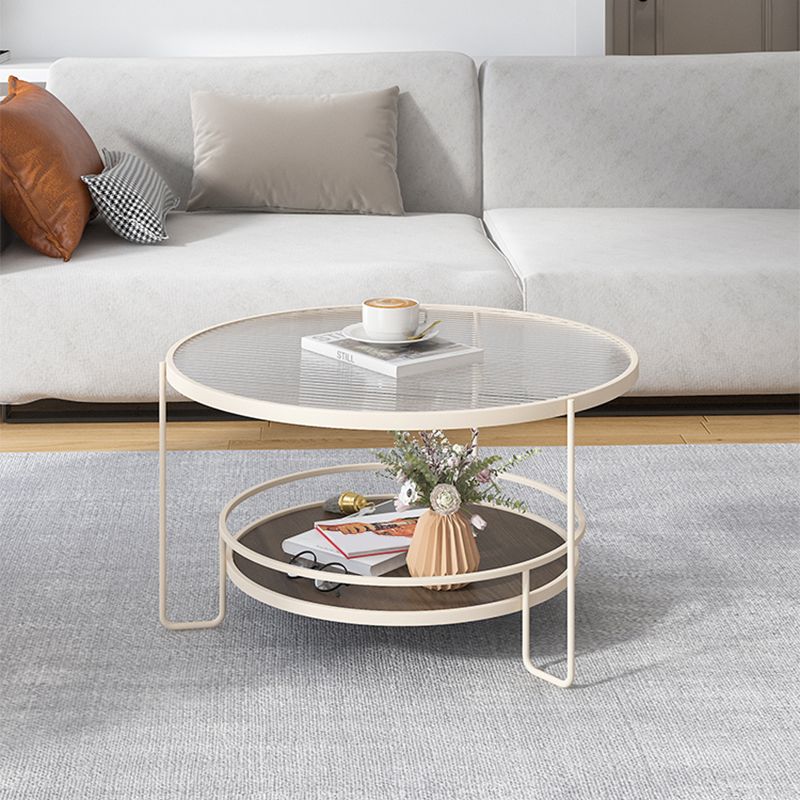 Modern Single Coffee Table Glass Coffee Table with Storage Shelf