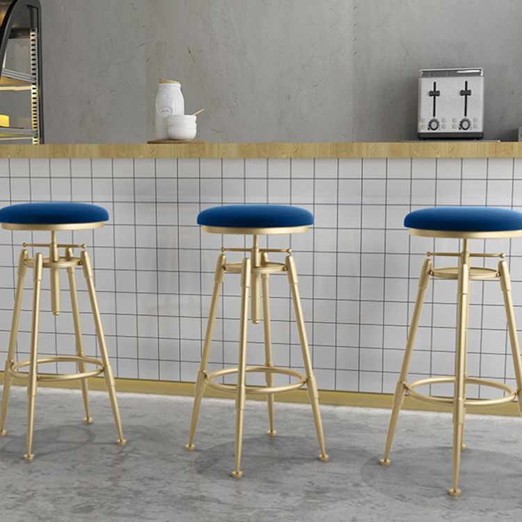 Glam Rotatable Liftable Counter Stool Iron Cafe Bar Stool with Cushion and Pedal