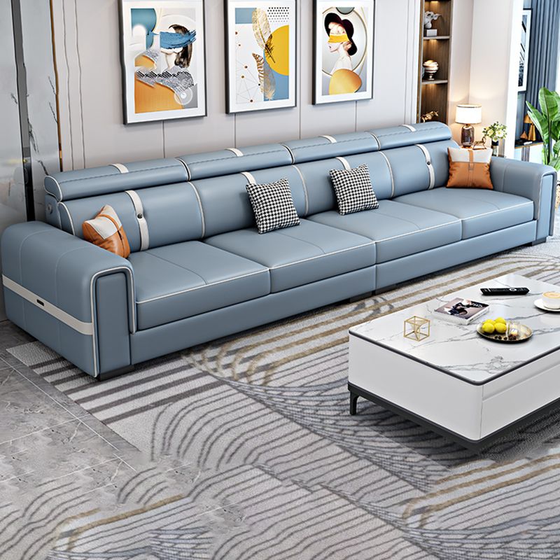 Scandinavian Light Blue Sofa/Sectional with Square Arm for Living Room