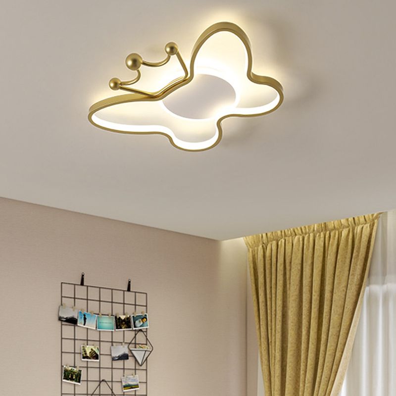 Butterfly Semi Flush Plafond Lilaires dessin animé Plafond en aluminium Chandelier pour enfants pour les enfants
