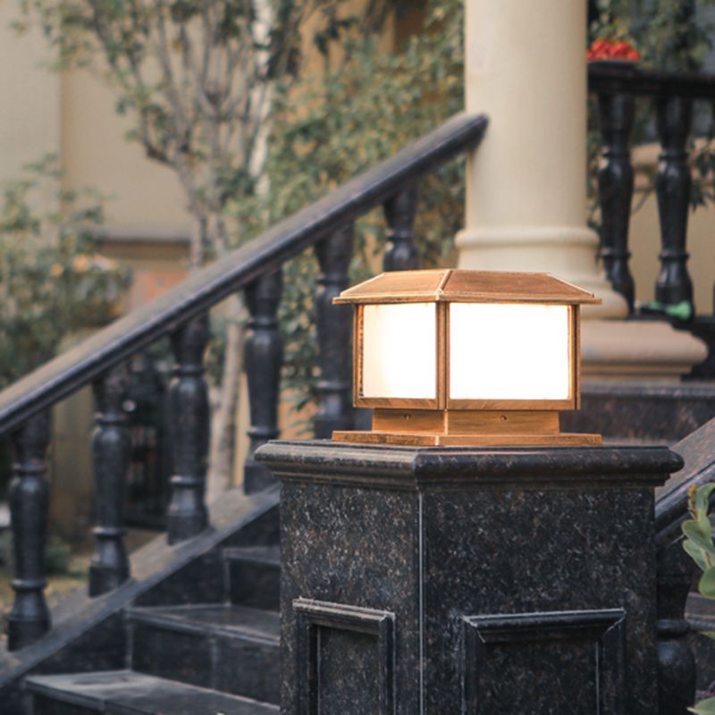 Golden/Black Outdoor Lights Waterproof Square Pillar Lamp for Garden