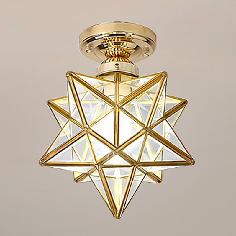 Lámpara de techo geométrica Cobre moderno 1 Montaje de alambre de luz con agujero 2-3.5 '' Dia para el pasillo