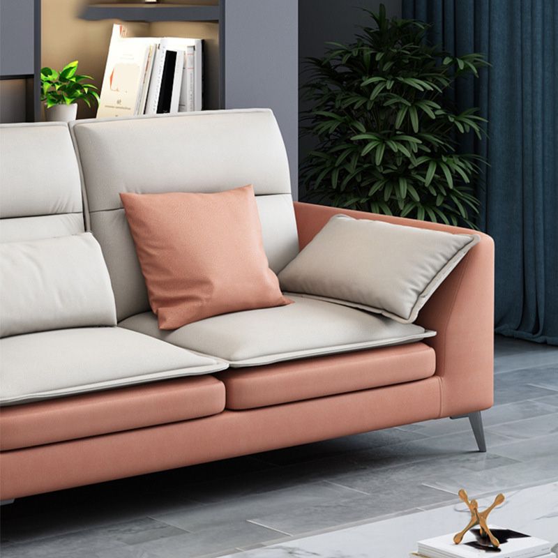 68" Wide Scandinavian Sectional Sofa Cushion Back 4 Pillows Sleeper Sectional