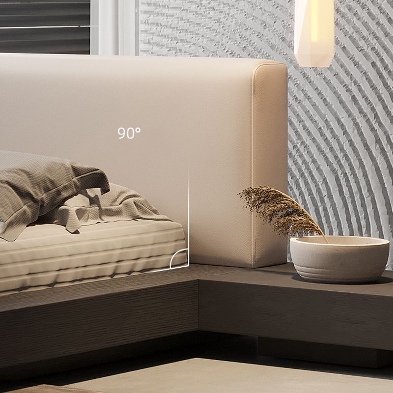 Lift Up Storage Bed Frame Mid-Century Modern Standard Bed with Upholstered Headboard