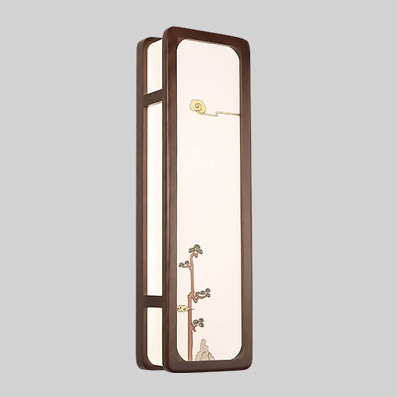 New Chinese Style Wooden Wall Light Cuboid LED Wall Lamp with Acrylic Shade for Bedroom