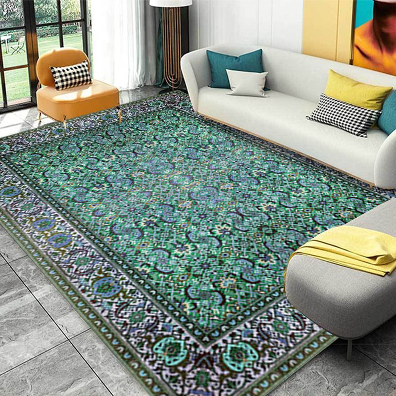 Traditional Medallion Pattern Carpet Polyester Area Rug Non-Slip Backing Area Carpet for Living Room