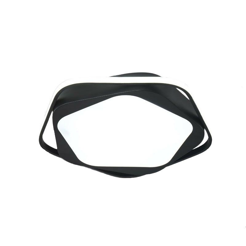 Minimalist Pentagon LED Flush Mount Metal Bedroom Flushmount Ceiling Light in Black