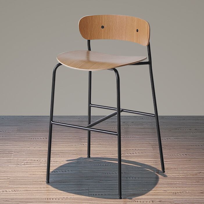 Taburete de mostrador negro industrial barra de madera de hierro taburete Bristol con espalda baja 1 pieza