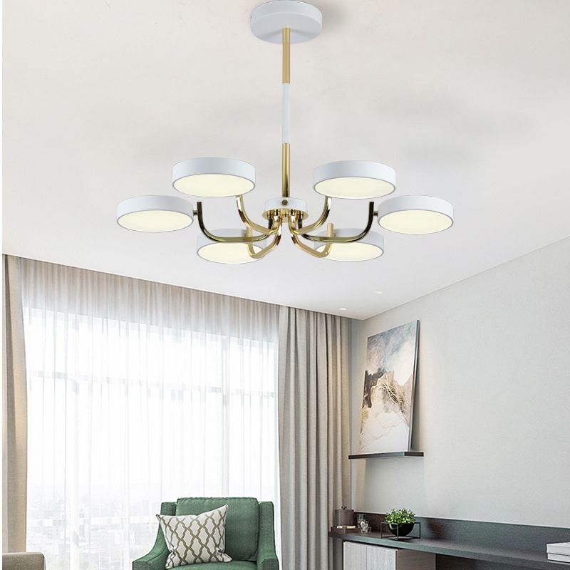 Scandinave Round Hanging Chandelier acrylique 6 lumières suspendues suspendus pour le salon