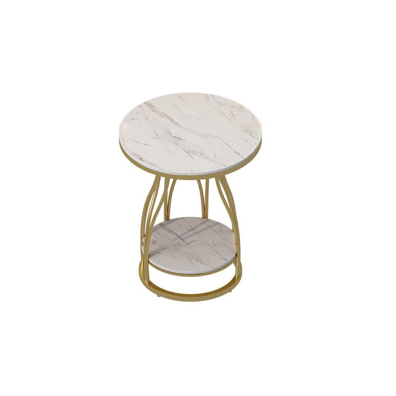 Metal Frame Accent Table Nightstand Lower Shelf Night Table for Bedroom