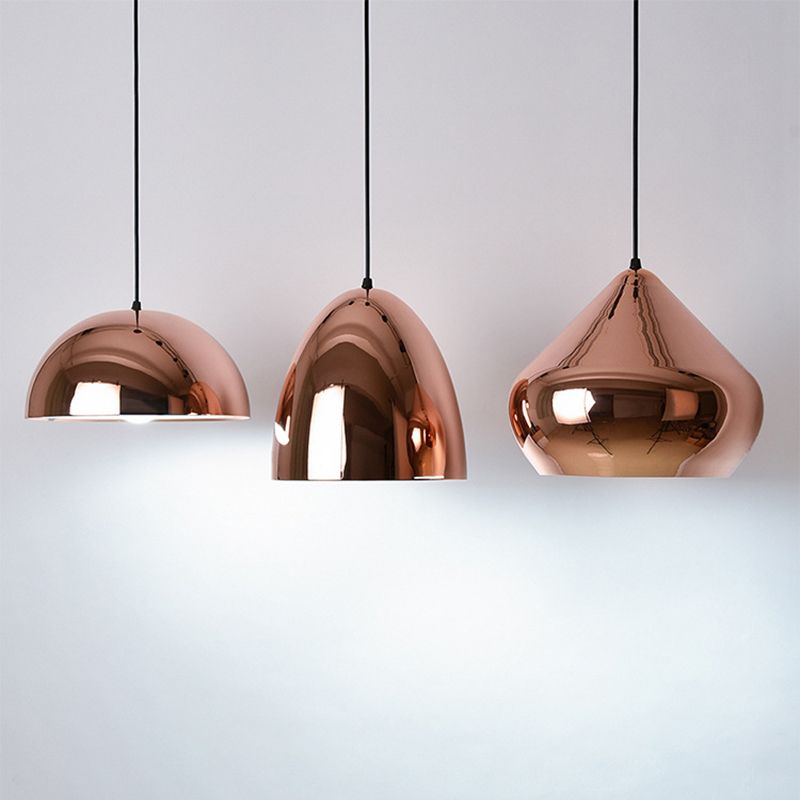 Postmoderne 1-Licht-Hanglampe Roségold geometrischer Anhänger Licht mit Metallschatten