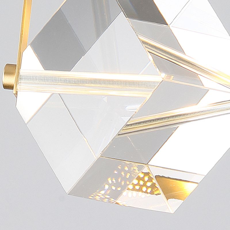 Geometry Shape Crystal Pendant Light Modern Style Single Light Hanging Lamp in Gold