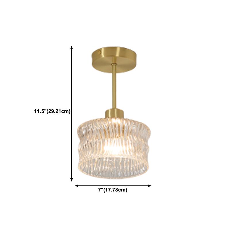 Modern Metal Ceiling Light Geometric Shape Flush Mount with Glass Shade for Living Room