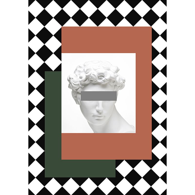 Orange and Green Modernism Rug Polyester Figure and Geometric Pattern Rug Pet Friendly Washable Anti-Slip Backing Carpet for Decoration