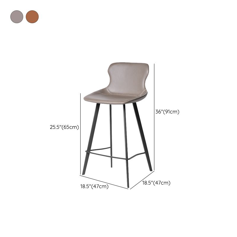 Modern Leather Bar Stool Low Back Footrest Counter Stool for Bristol