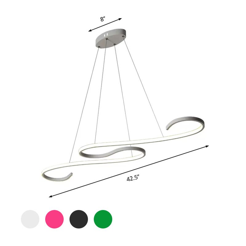 Twist Pendant Nordic Acrylic LED Pink/Black/White Hanging Ceiling Light in Warm/White/Natural Light