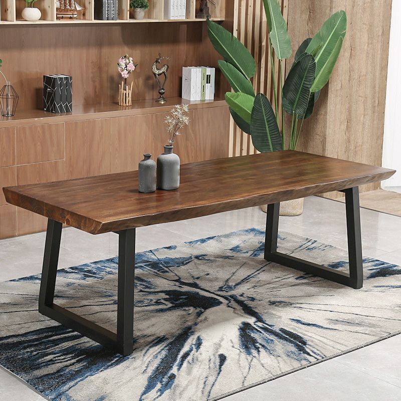 Industrial Style Rectangle Dining Table Wooden Table with Metal Legs for Home Use