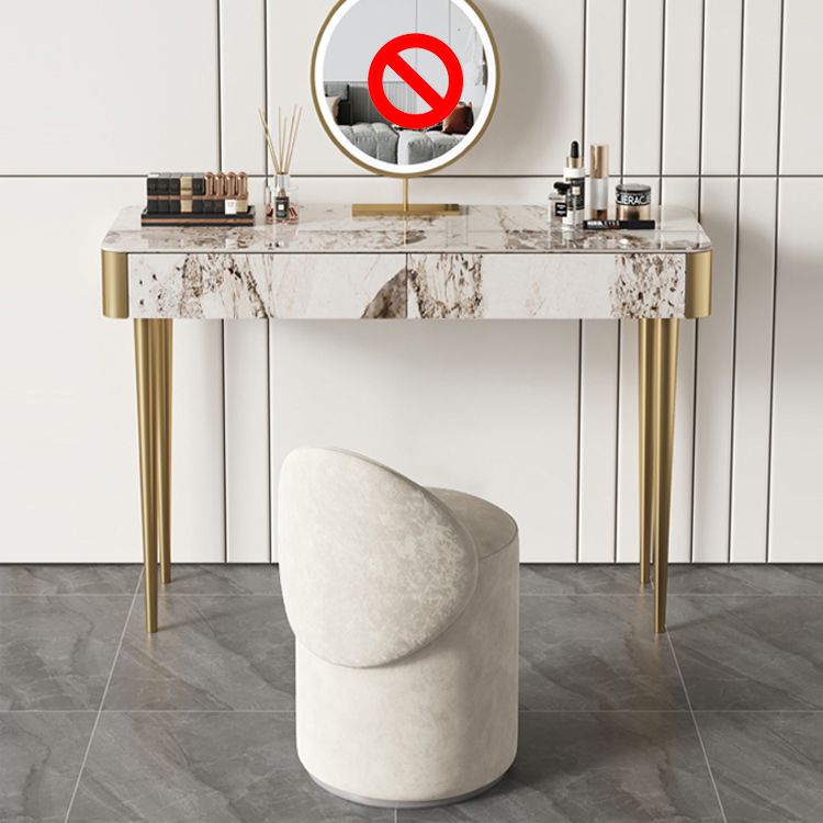 Luxurious Vanity Makeup Dressing Table Stool Set with 2 Drawers