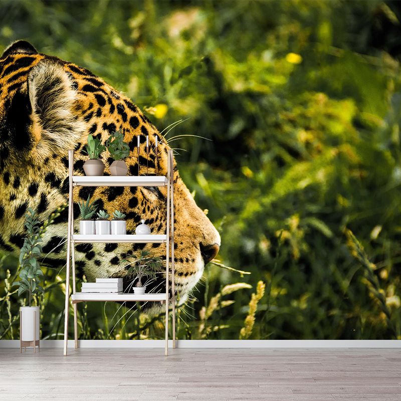 Customized Moisture Resistant Jaguar Mural Wallpaper Environment Friendly Wall Decor