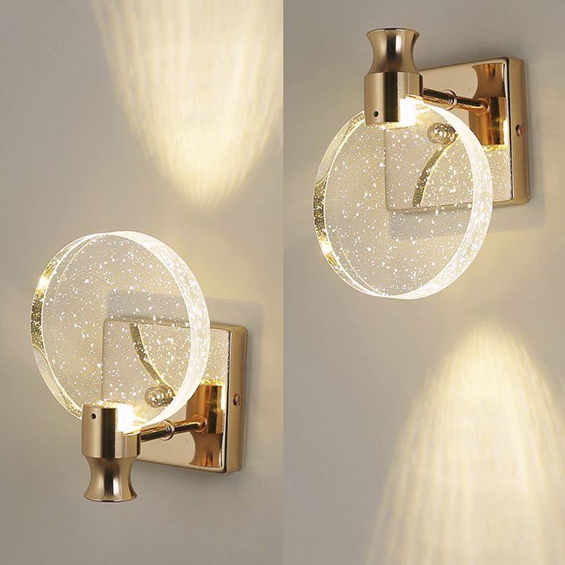 Moderne minimalistische stijl cirkelvormige wand gemonteerd verlichtingskristal 1 lichte sconce verlichtingsarmatuur voor slaapkamer
