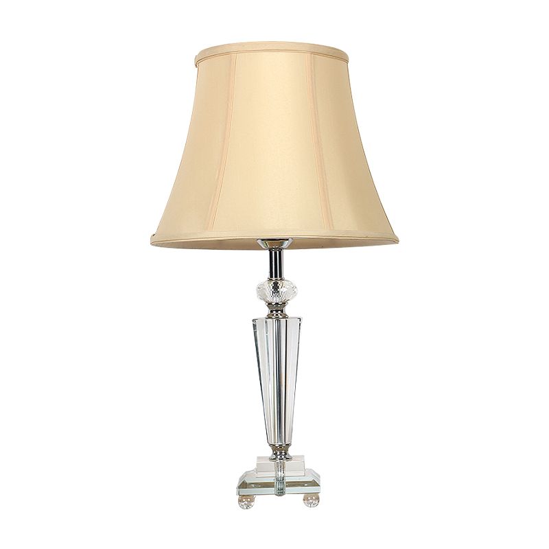 Clear Crystal Bell Nachttisch Licht zeitgenössischer 1-Licht beige Nachttischbeleuchtung für Schlafzimmer