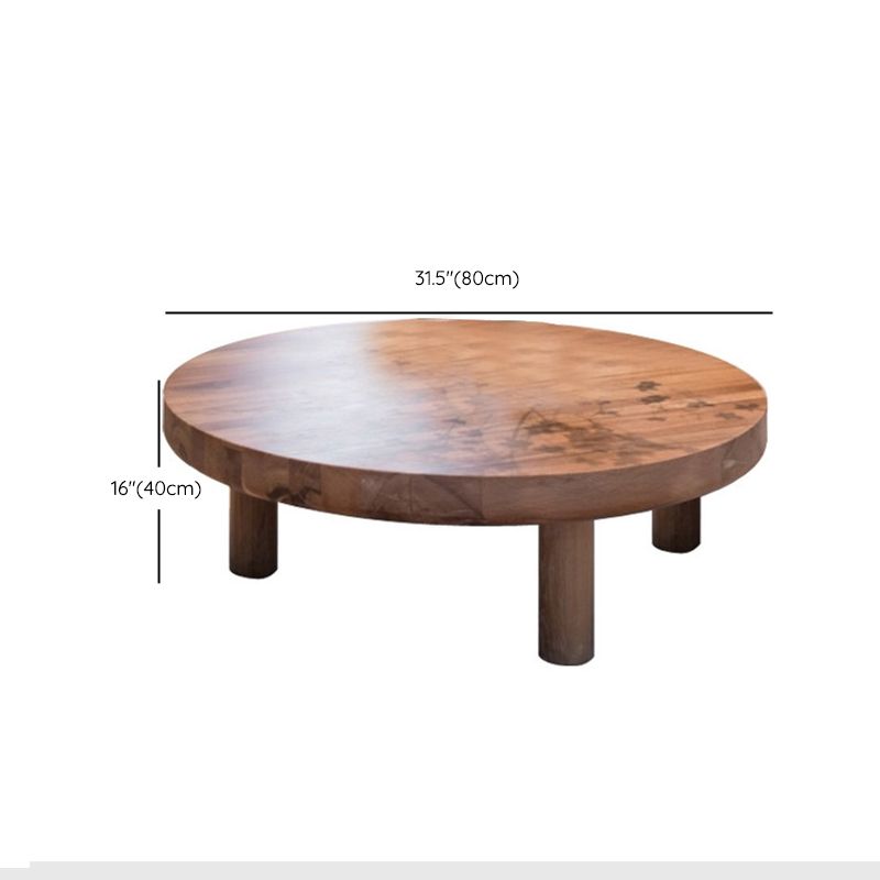 3 Legs 1 Single Coffee Table Solid Wood Brown Cocktail Table