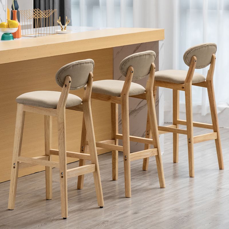 Modern Armless Backrest Counter Stool Wood Living Room Bar Stool with Cushion