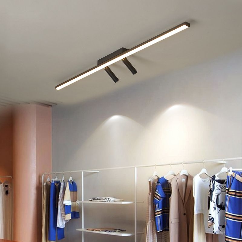 Strip Shape Simple Semi Flush Ceiling Spotlight LED Track Light Fixture for Living Room