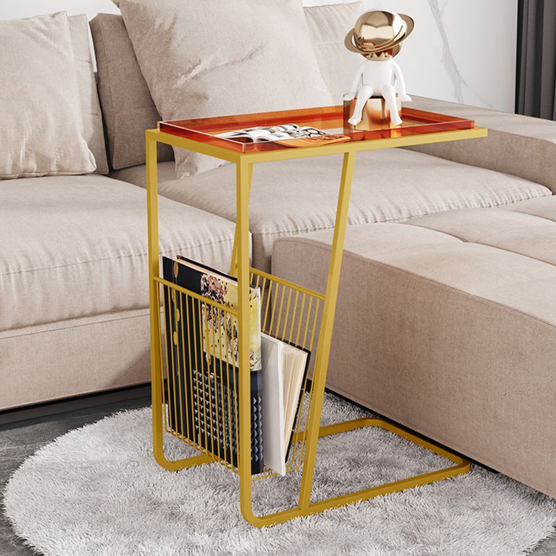 Contemporary Accent Side Table with Storage Living Room Rectangular Abstract