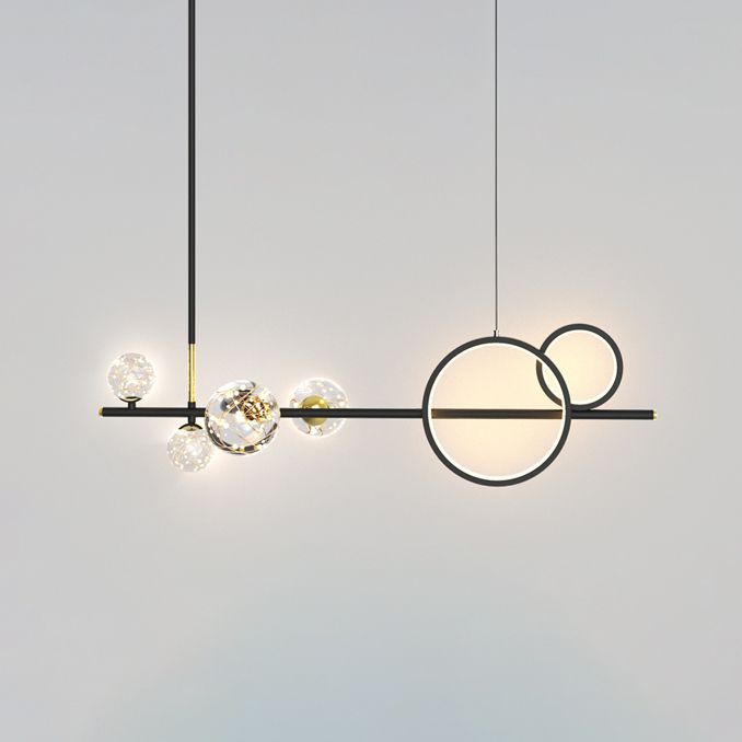 Eigentijdse bol hanglampen glazen eilandverlichting in zwarte afwerking