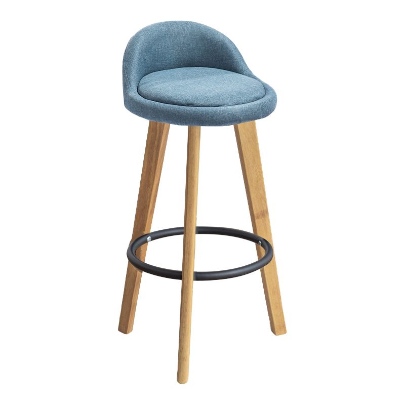 Modern Armless Backrest Counter Stool Wood Milk Tea Shop Bar Stool with Cushion and Pedal