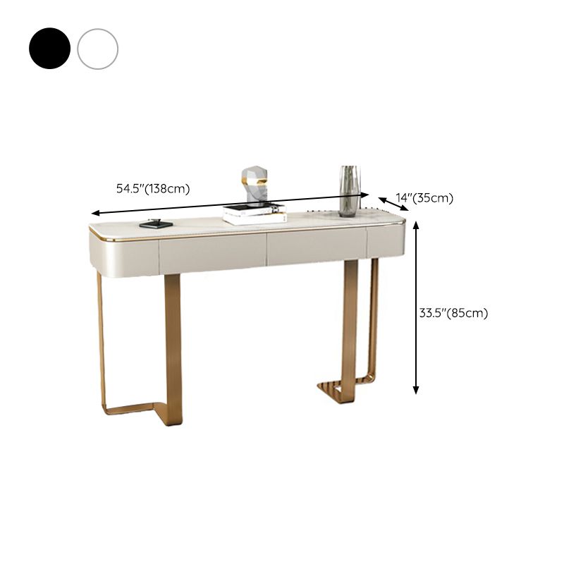 2 Drawers Console Table Modern Stone Accent Table for Hall , 33.46" Tall